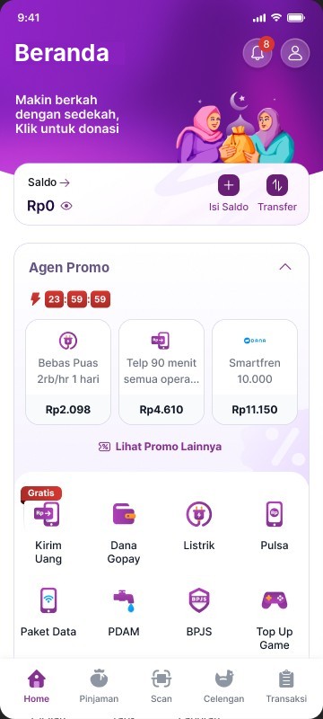 App home with agent promos and Lihat Promo Lainnya